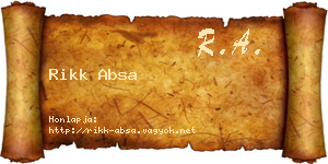 Rikk Absa névjegykártya